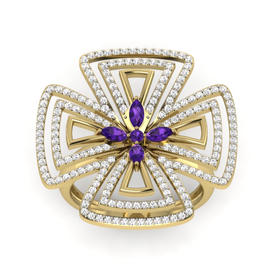 Yellow Gold Plated Sterling Silver Ring